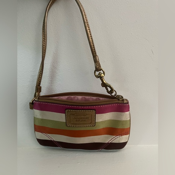 Vintage Coach Legacy striped satin wristlet - Picture 5 of 5